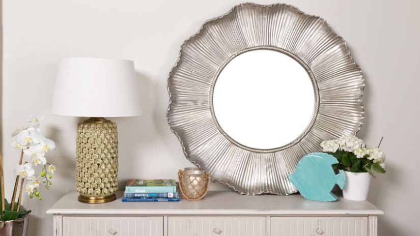 Miroir rond argenté