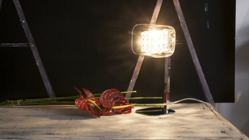 design glazen bureaulamp