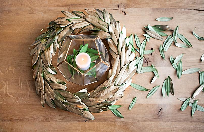 Glamour DIY: Goldener Blattkranz