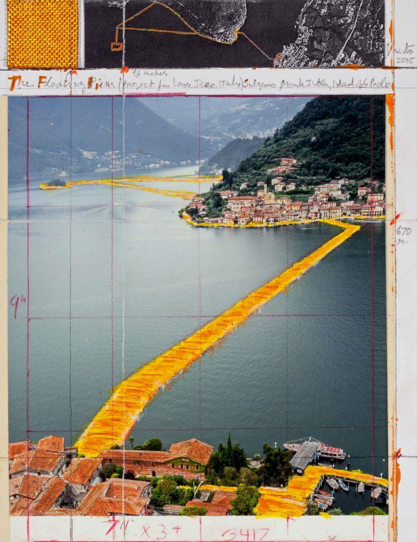 Dalani, Christo Bozzetto Opera, Matita, Pastelli a Cera, Smalto, Fotografia Aerea di Wolfgang Volz e Campione di Tessuto Dalani, Christo, Arte, Progetto, Ispirazioni