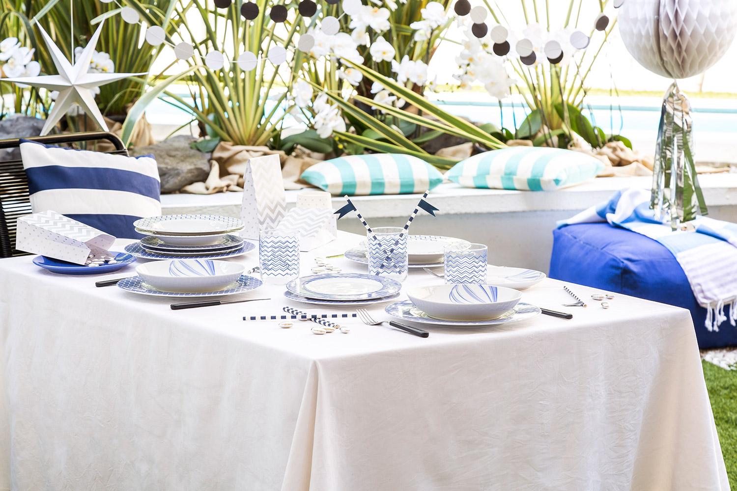 Party Bianco e Blu Bianco e blu, Party bianco e blu, Colori, Decorazioni, Estate, Mise en place, Party