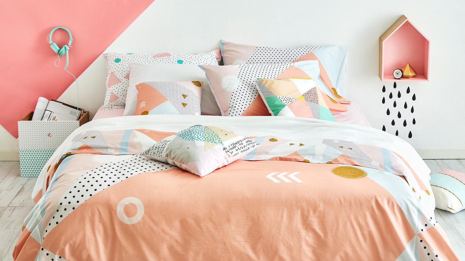 Geometrico, Trend, Letto, Vintage, Decorazioni, Stile