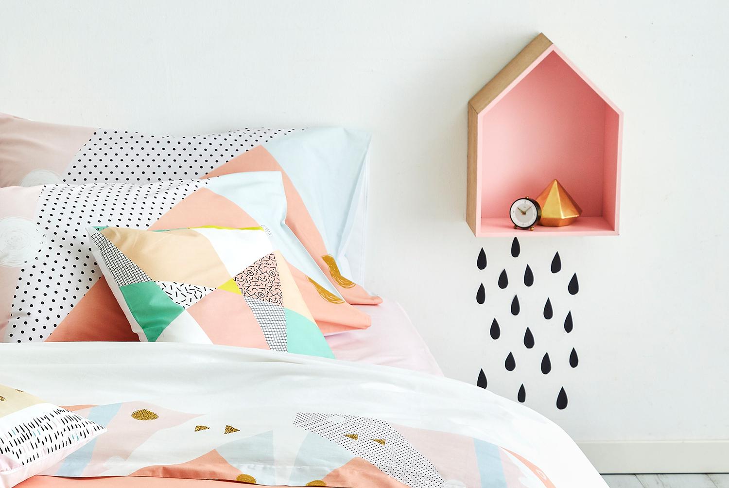Geometrico, Trend, Letto, Vintage, Decorazioni, Stile