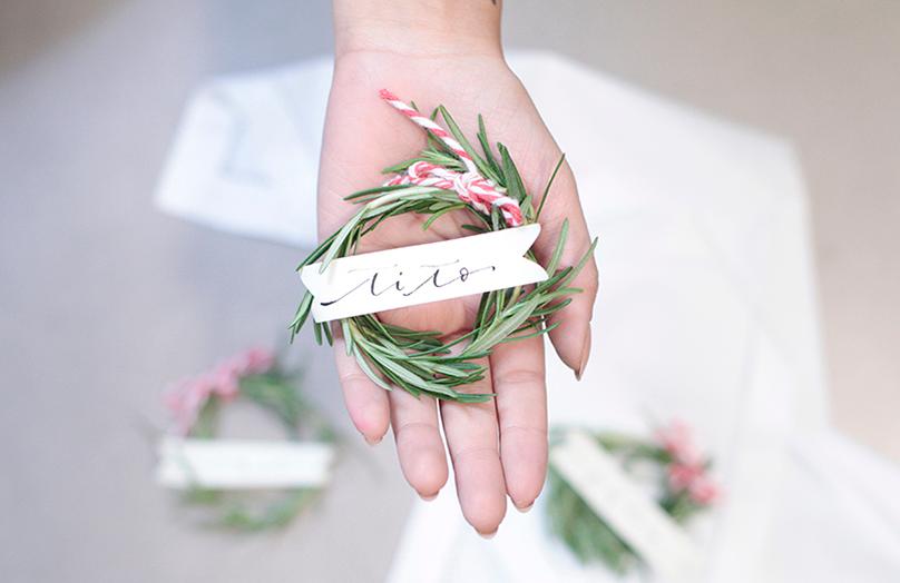 DIY: Rozemarijn krans naamkaartjes