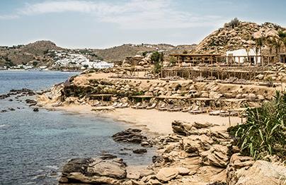 Décor bohème en Grèce, sur l'île de Mykonos