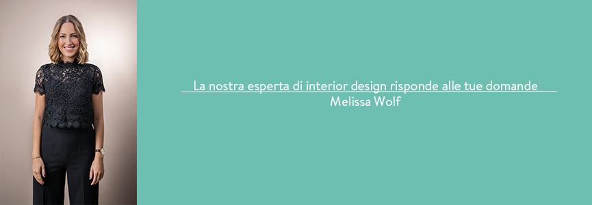 Banner Melissa Wolf interior designer risponde alle vostre domande