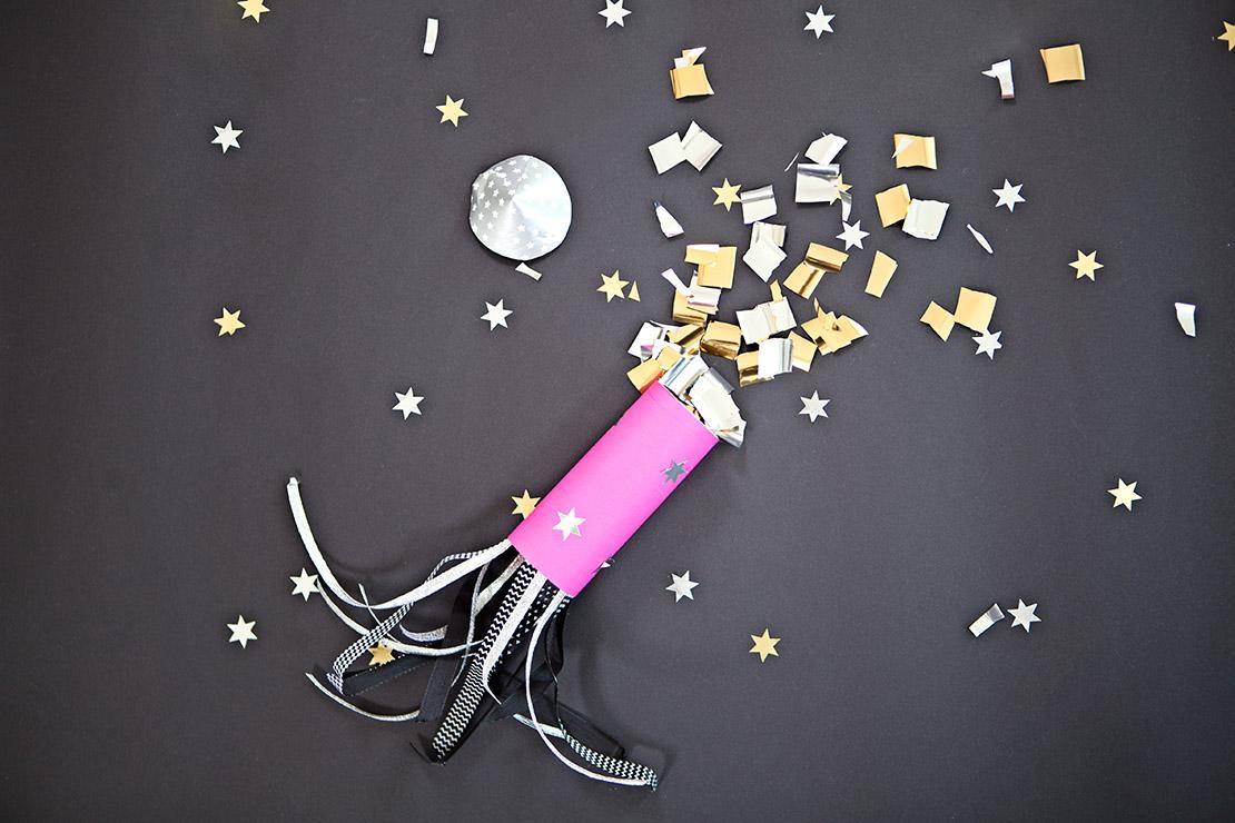 Cohetes con confeti DIY para el cotillón de Nochevieja
