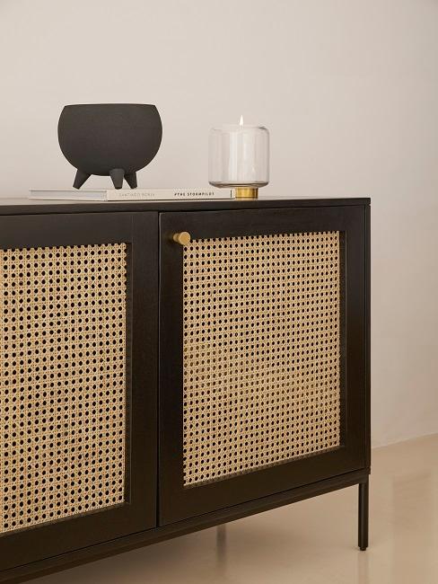 Naturmaterialien Sideboard aus Holz mit Wiener Geflecht