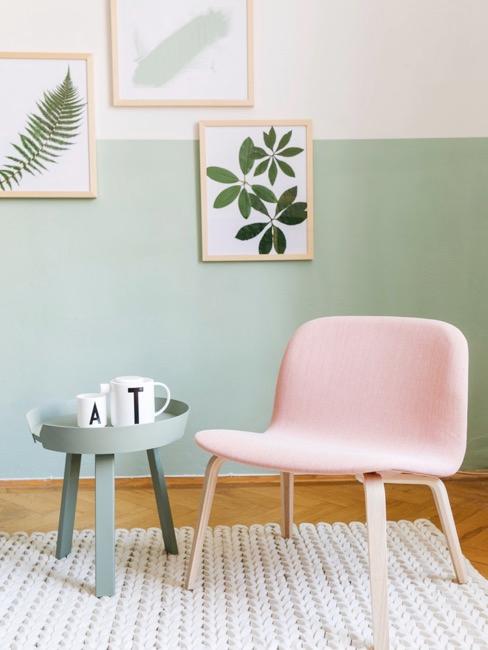Wandgestaltung Kinderzimmer Pink Kinderzimmer Sitzecke mit Blätter Bildern