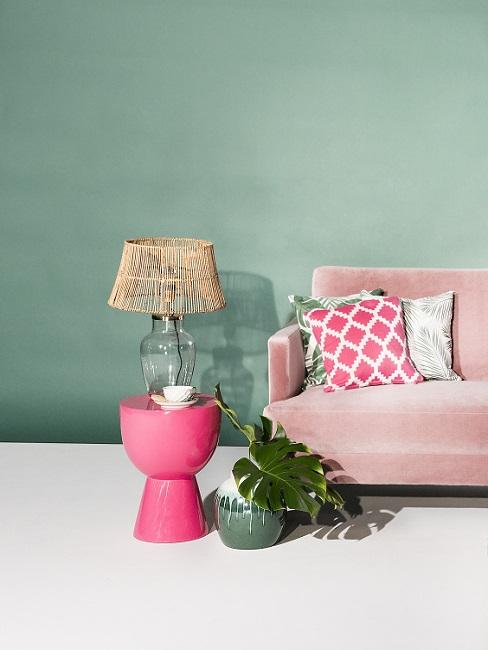 Farbkombinationen Wohnzimmer in Pink und Grün