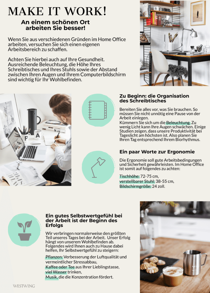 Home-Office einrichten Tipps Schreibtisch Ergonomie Selbstwertgefühl