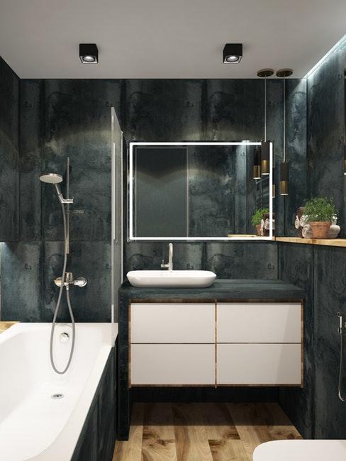 come arredare un bagno come arredare un bagno: bagno moderno con parete grigio scuro