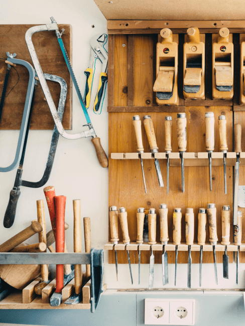 Werkbank maken Gereedschap aan de wand