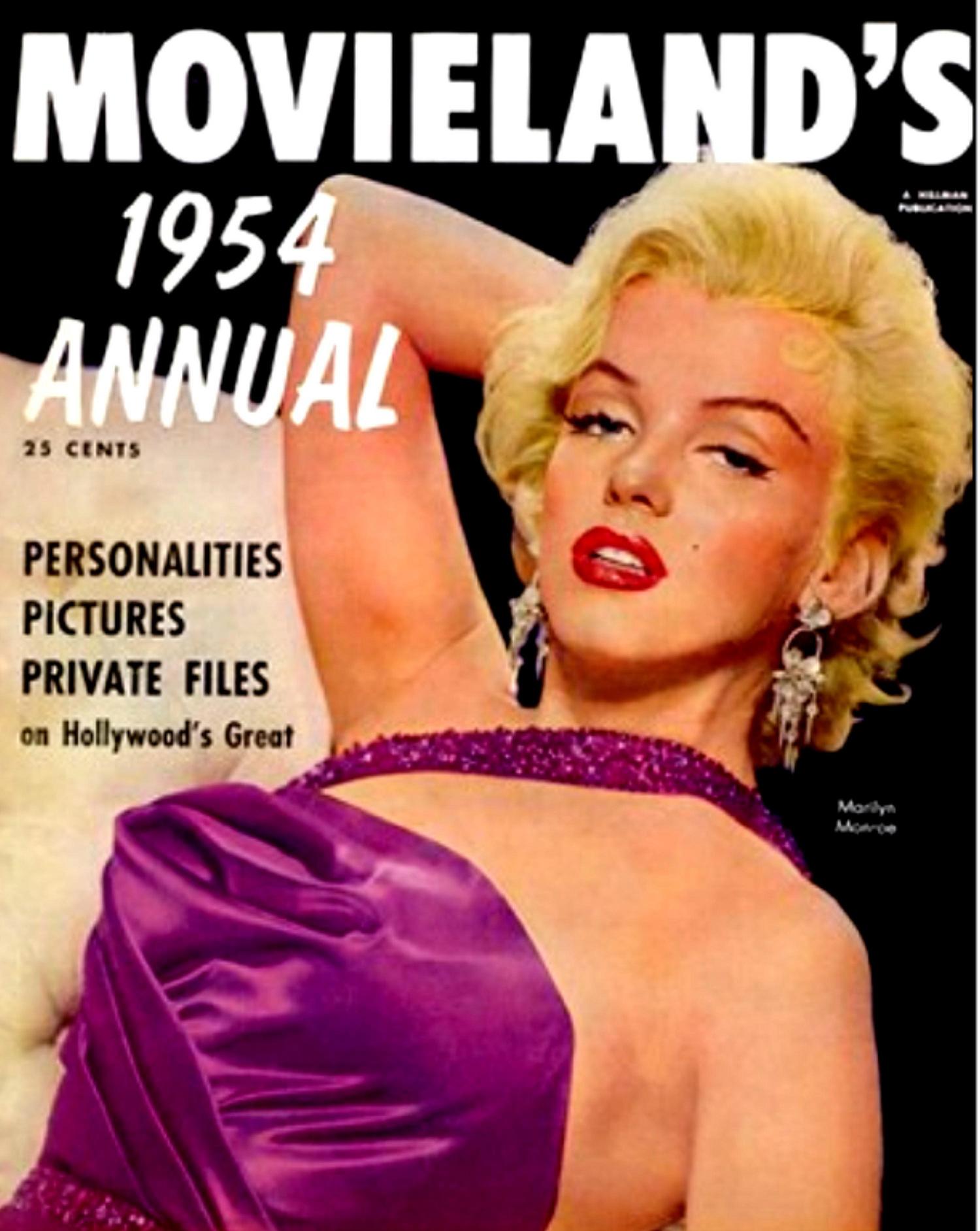 Dalani, Marilyn Monroe sulla Copertina della Rivista Movieland's, 1954, Abito Viola Dalani, Marilyn Monroe, Arte, Cinema, Hollywood