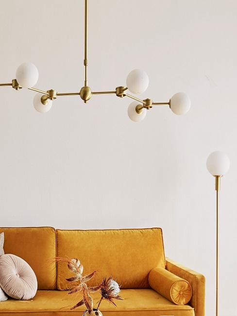 Lampe anschließen Banner Lampe anschließen Wohnzimmer Pendelleuchte und gelbes Sofa