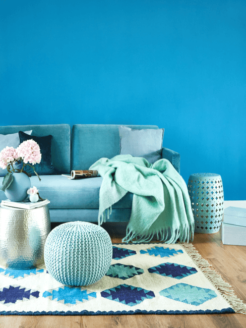 Ijsblauw Blauwe woonkamer