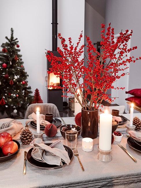 Christmas table decorations in America