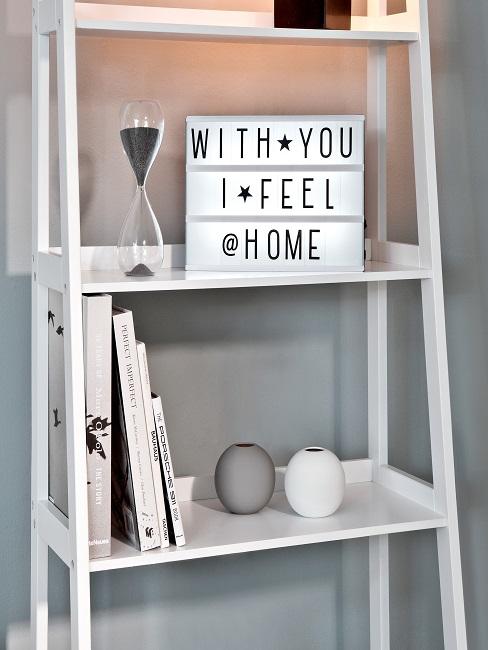 Lightbox on white shelf