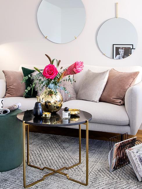 Feng Shui Spiegel rund Duo Sofa