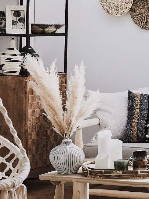 Pampas grass dried in the Vase on the table