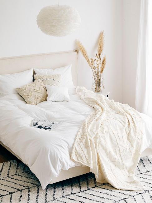 Dried pampas grass in the bedroom on night table