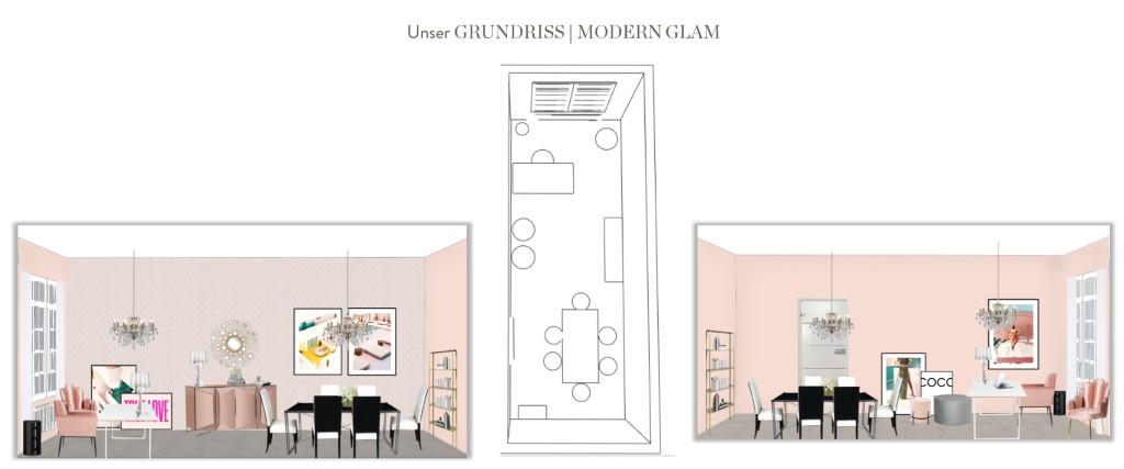 Büro einrichten Chefin Modern Glam Grundriss