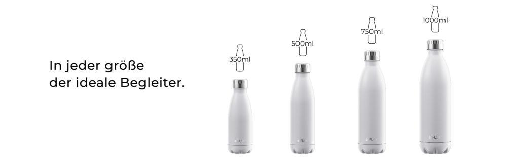 Weiße FLSK Trinkflasche in verschiedenen Größen