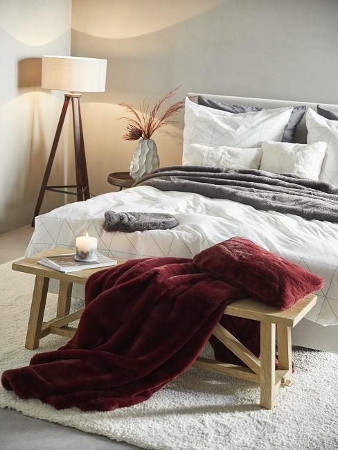Temperatur Schlafzimmer Banner Temperatur Schlafzimmer: Bett mit Decke und Lampe