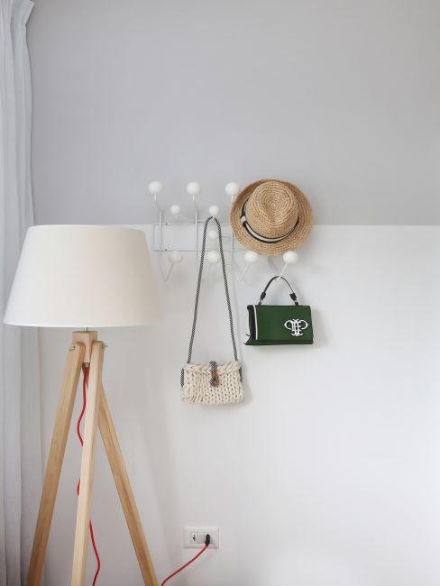 Porte-manteau mural Lampe moderne en bois avec abat-jour et porte-manteau mural blanc