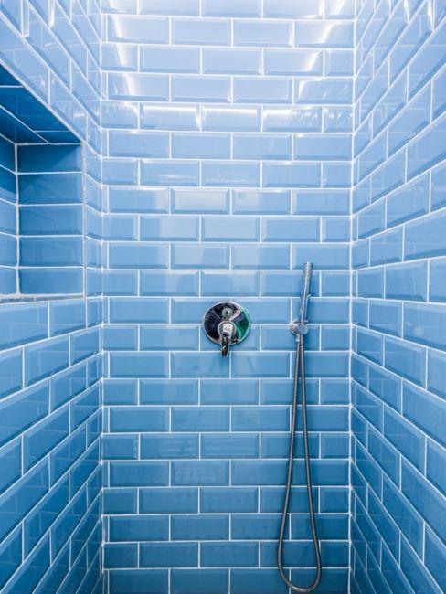 Carrelage bleu Douche avec carrelage bleu
