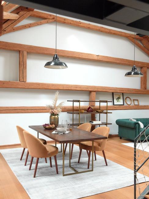 Jadalnia z salonem Jadalnia w stylu industrialnym