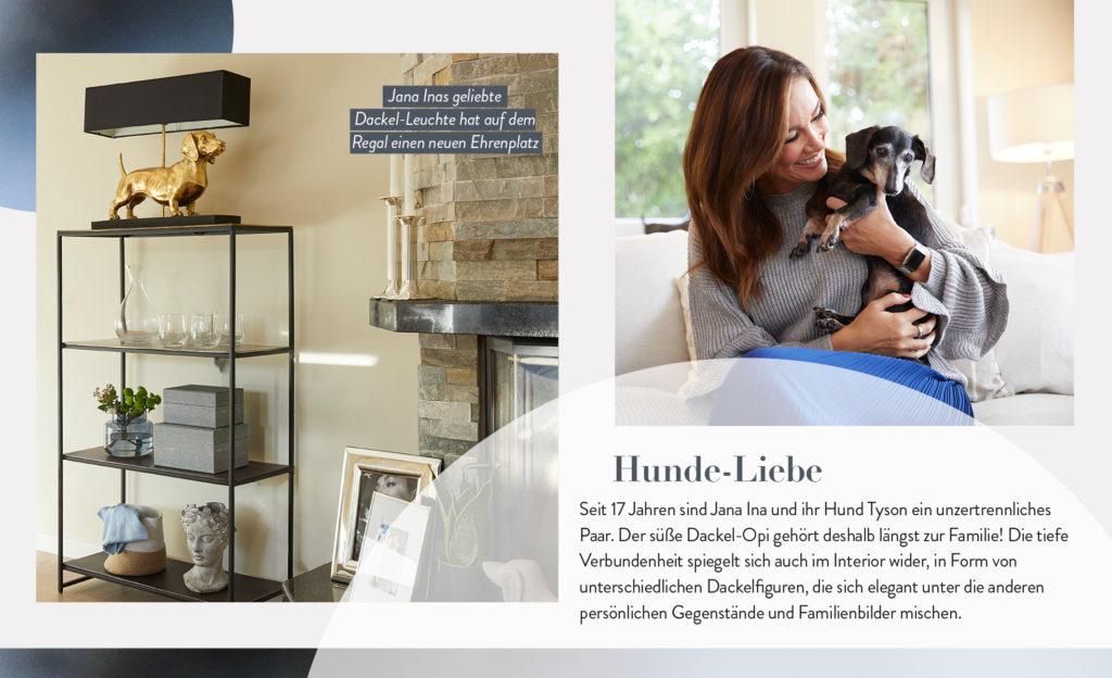 Jana Ina Zarrella mit ihrem Hund und einem Zitat