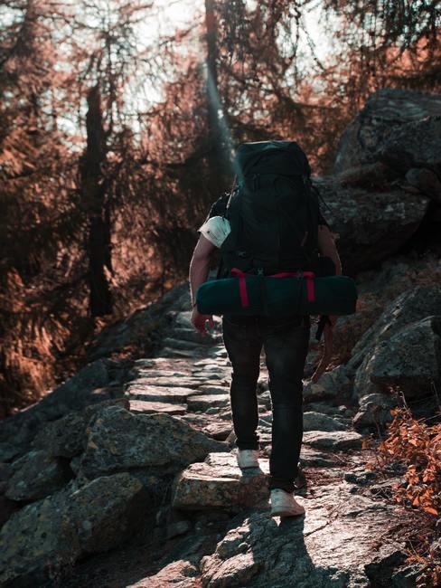 man met backpack op zijn rug