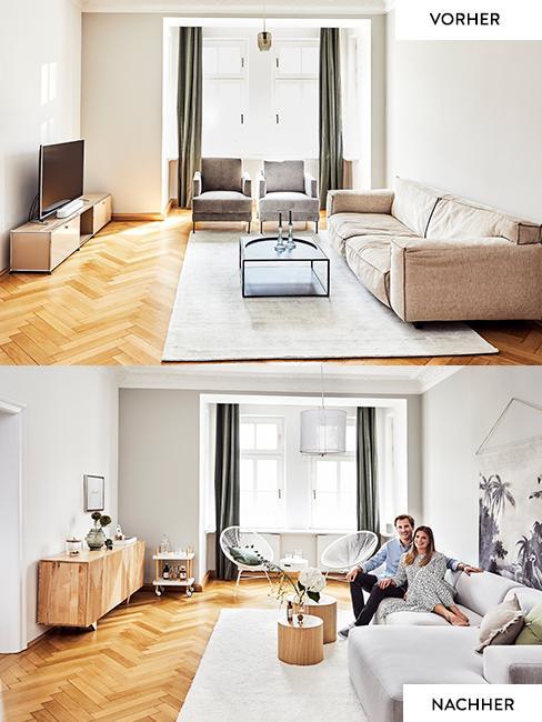 Skandi Wohnzimmer Paare Vorher Nachher Look von Couple Umstyling im Boho Natural Look