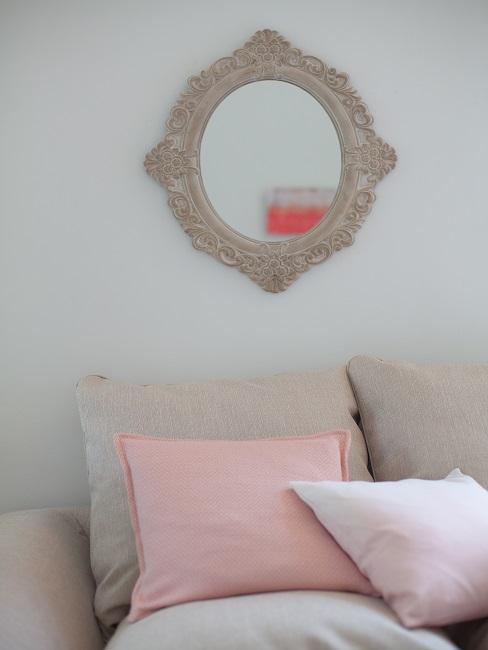 Feng Shui Spiegel Wohnzimmer Landhausstil Sofa Kissen