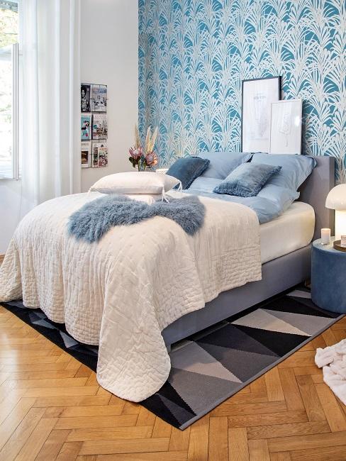 Schlafzimmer Blau Blaues Schlafzimmer mit Bett