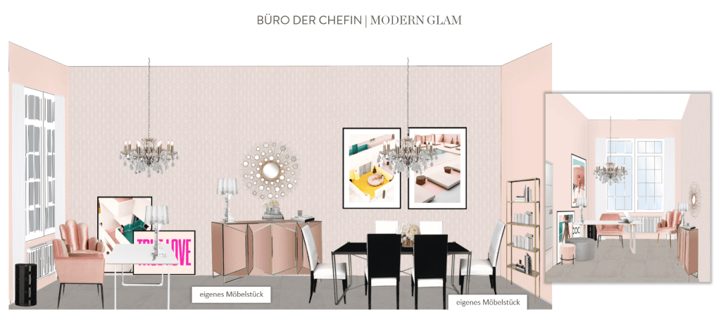 Büro einrichten Chefin Modern Glam