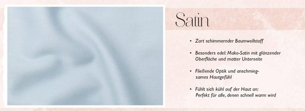 Beschreibung des Bettwäsche Materials Satin