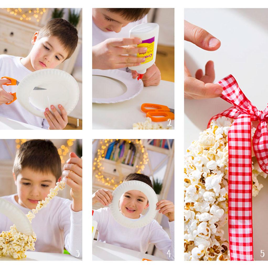 Popcorn Kranz Schritt für Schritt Anleitung