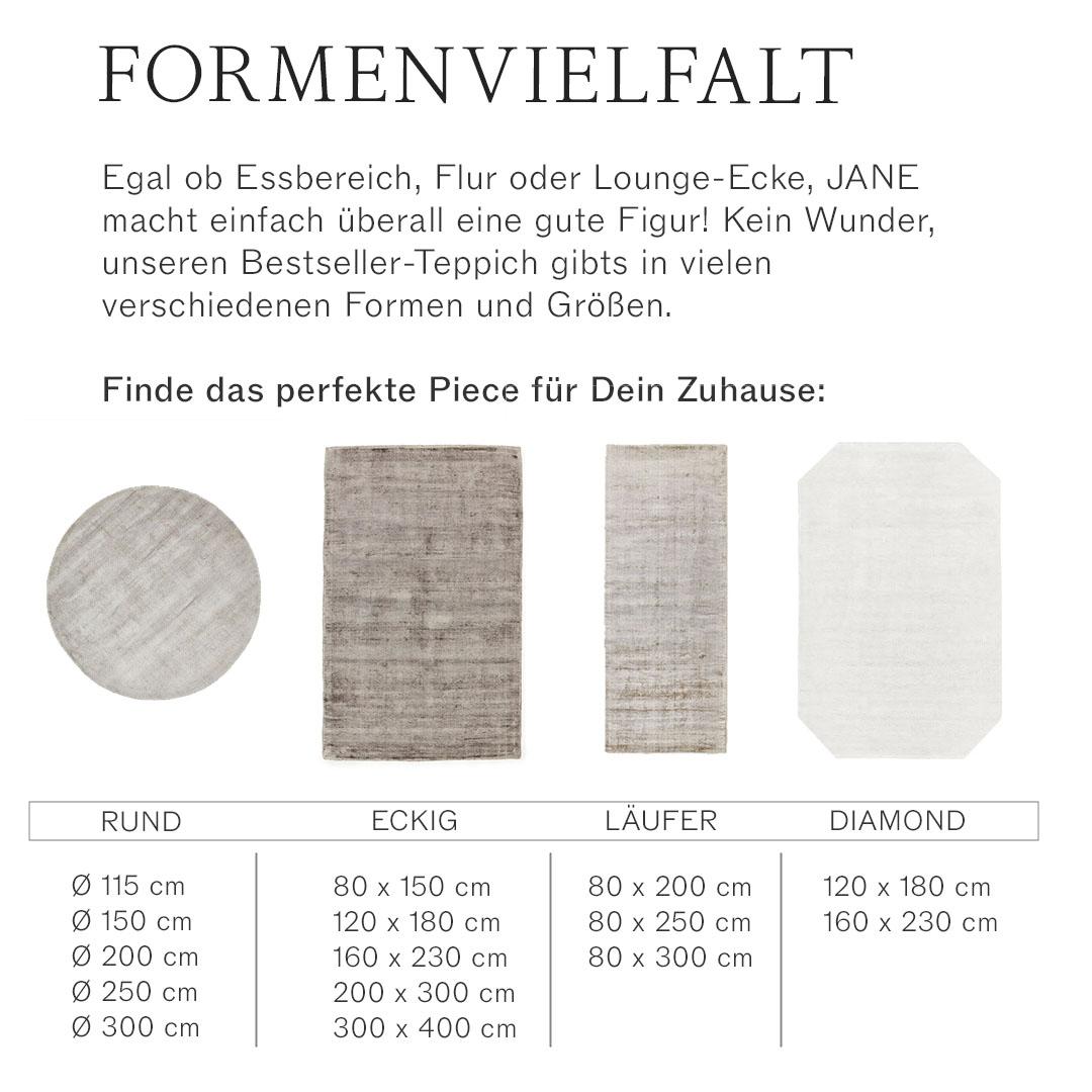Verschiedene Formen und Maße von Teppich Jane