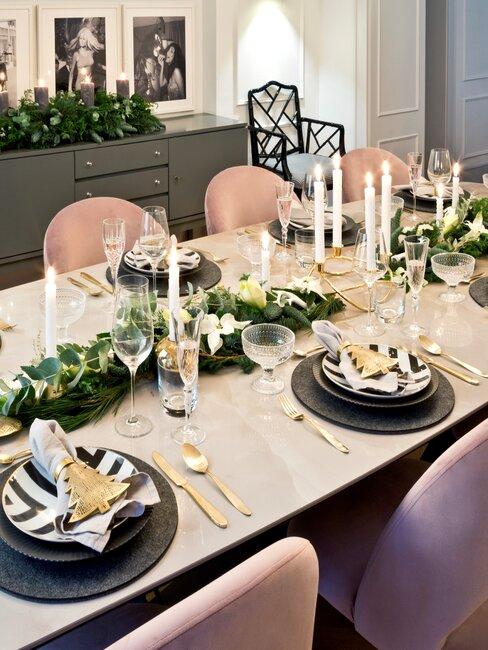mesa de navidad sillas rosas