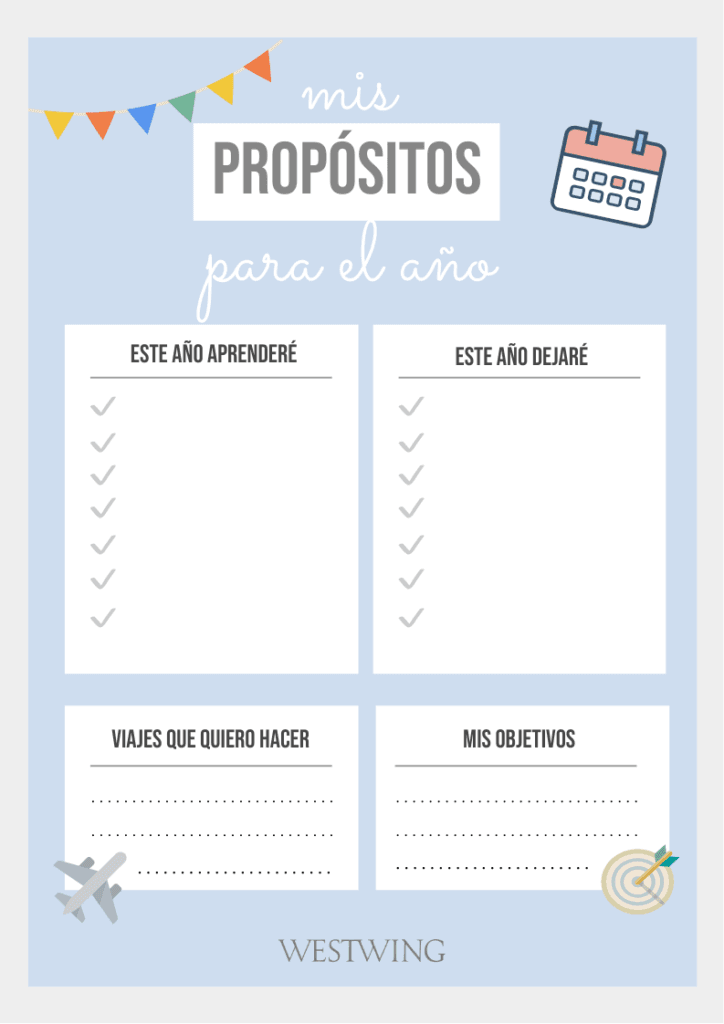 lista de propósitos año nuevo