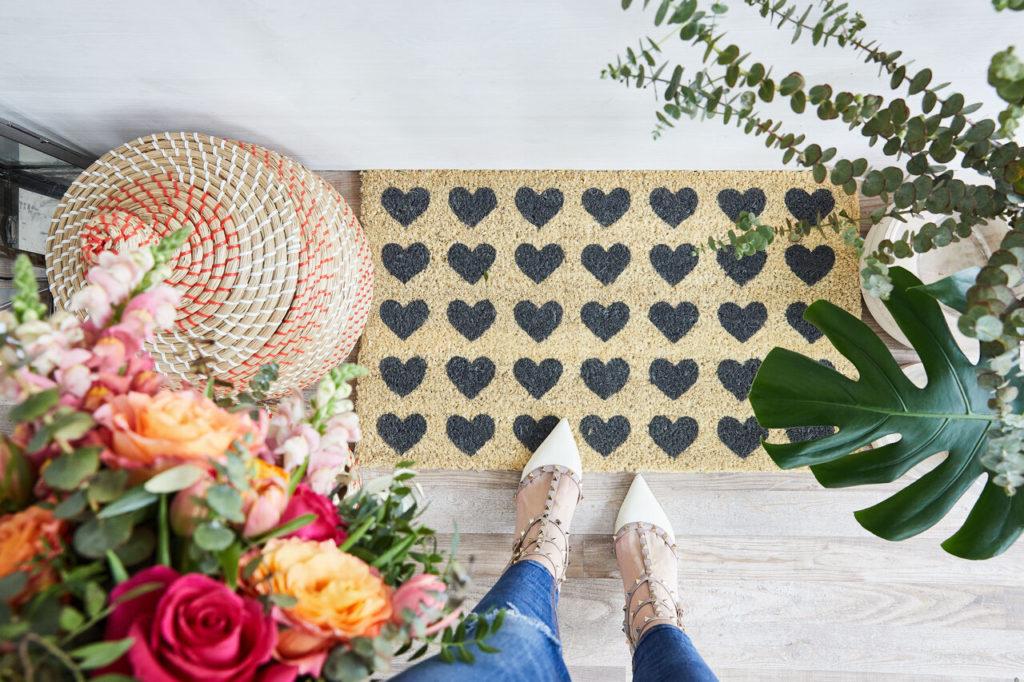felpudo con corazones