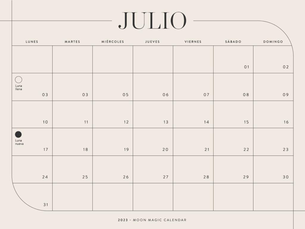 calendario lunar julio