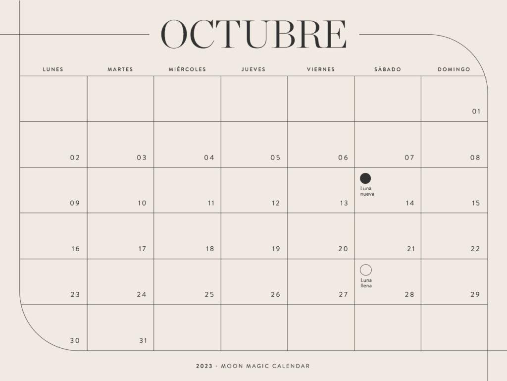 calendario lunar octubre