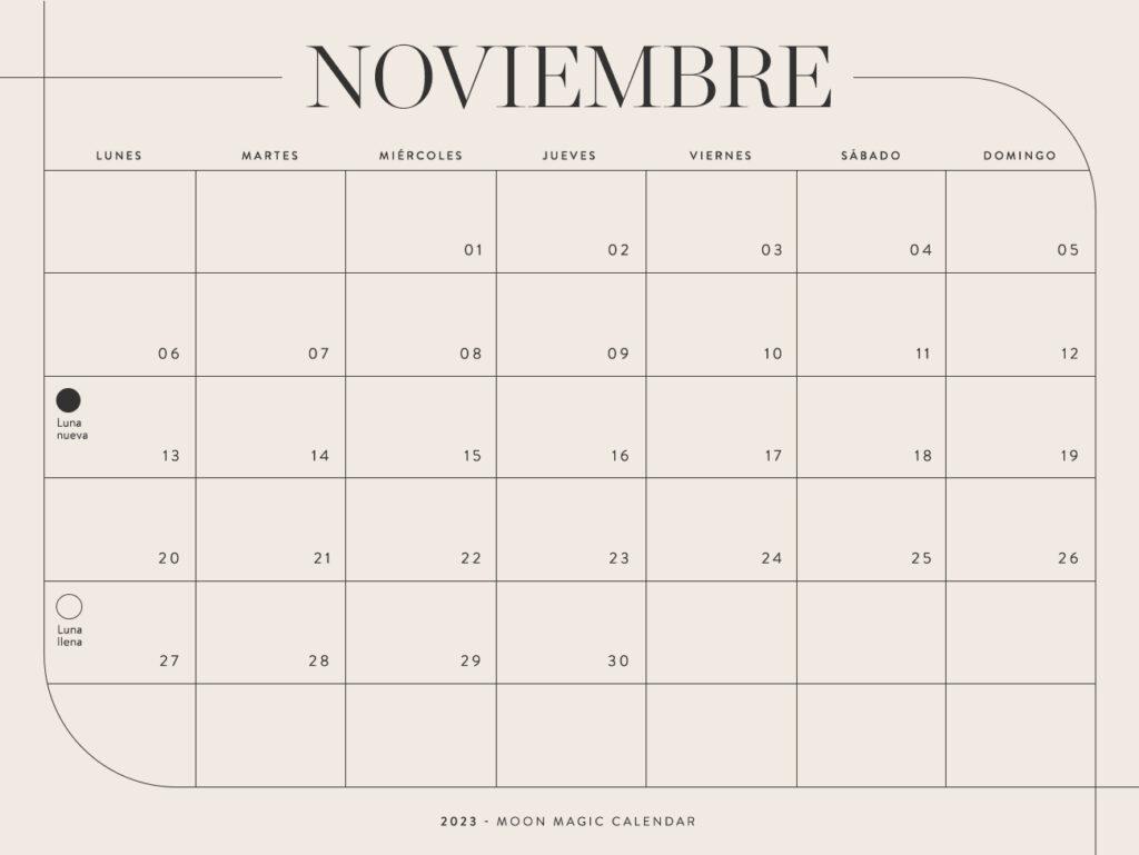 calendario lunar noviembre