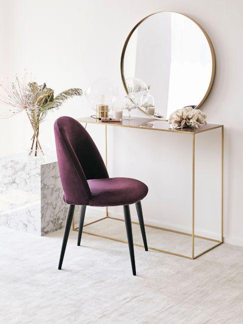 coiffeuse avec fauteuil lilas foncé