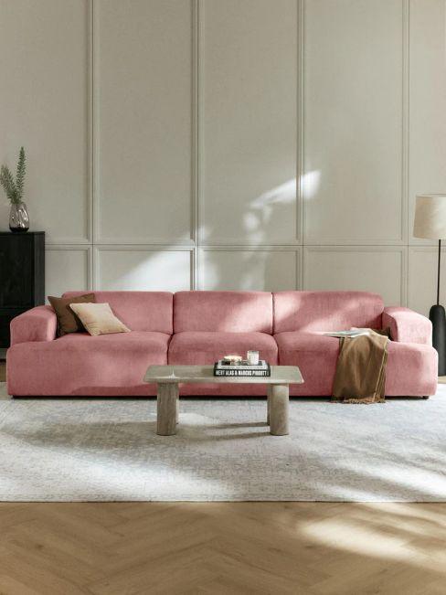 canapé melva rose dans salon blanc