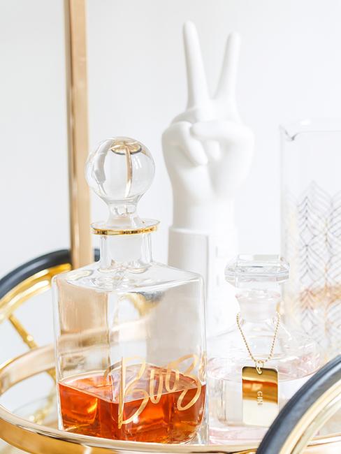 chariot de bar en métal doré