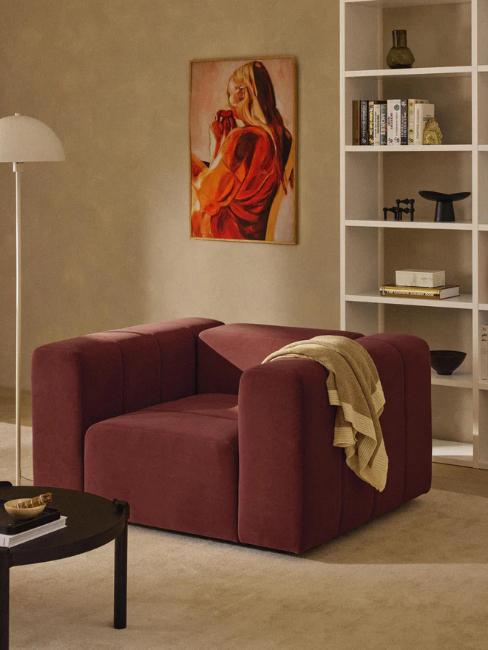fauteuil en velours couleur bordeaux